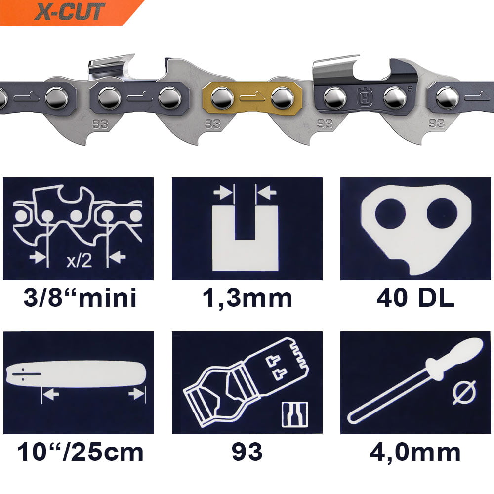 Husqvarna S93G-56 Kettensägekette – 40,6 Cm (16 Zoll), X-Cut, Für Ausgewählte Modelle