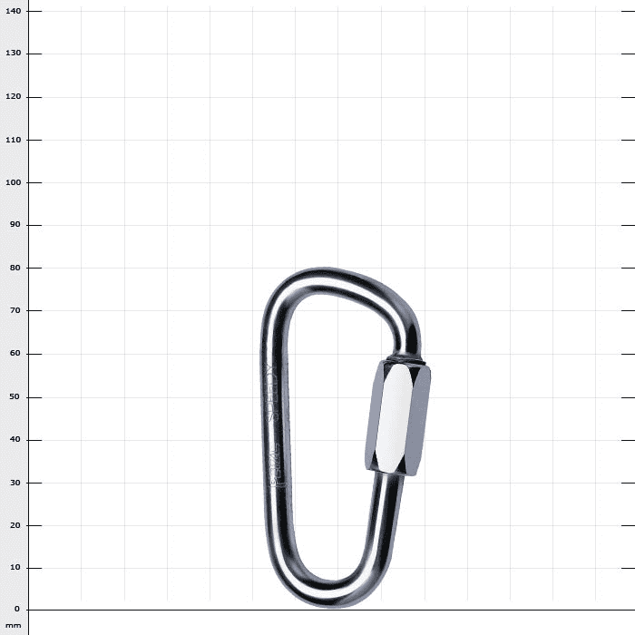 Speedy Karabiner aus Metall mit Schraubverschluss und glatter Oberfläche, Herstellername nicht sichtbar