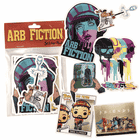 ARB Fiction Pack Vol. 7 Sticker Pack mit verschiedenen bunten Aufklebern, darunter ein blauer und lila Helm, ein kämpfender Charakter und mehrere Totenköpfe mit Helmen, Hersteller ARB Fiction