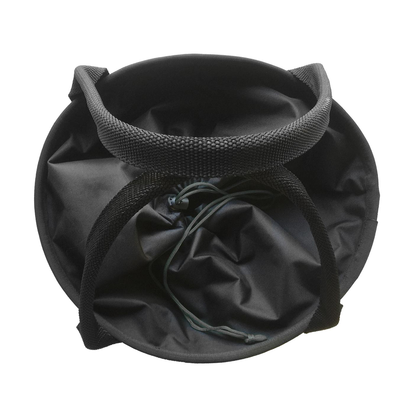 Schwarze Pro 250 Bag von oben mit offenem Hauptfach und Kordelzugverschluss, zwei Tragegriffen sichtbar