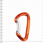 Lime Bent Karabiner, orange mit silbernem Verschluss, Produktname sichtbar