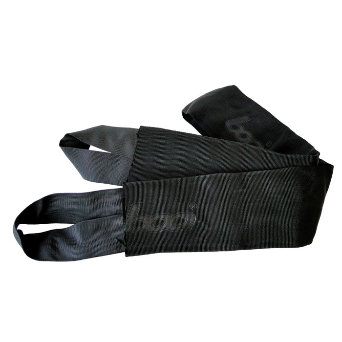 boa Dyneemaschlinge S, schwarze flache Schlaufe mit doppelt gelegtem Ende und eingesticktem Schriftzug "boa"