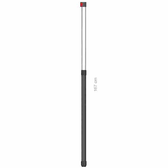 Hayauchi 370 Stange unten, lange Stange mit schwarzem Griff, silbernem Schaft und rotem Element oben, Länge 167 cm