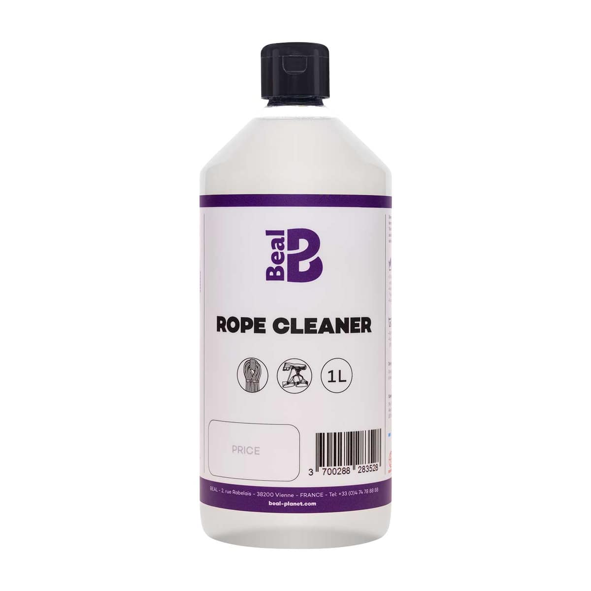 Beal Rope Cleaner Flasche mit schwarzem Verschluss und weißem Etikett, 1 Liter Inhalt