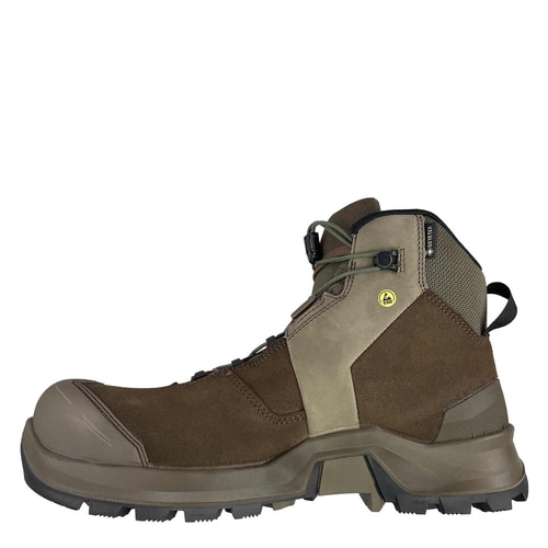 Connexis Safety+ GTX Mid brauner Sicherheitsschuh mit GORE-TEX und ESD-Logo, Seitenansicht rechts