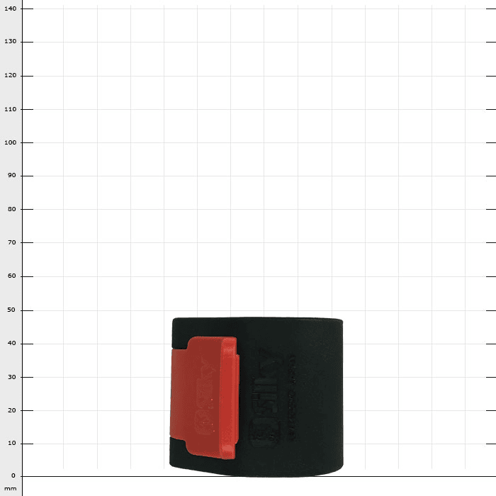 Hayauchi Klemmschelle klein, schwarze Klemmschelle mit rotem Clip, Herstellername nicht sichtbar
