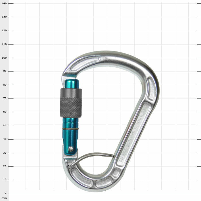 Cevedale Screw Karabiner mit geschlossenem Schraubverschluss in silber und blau