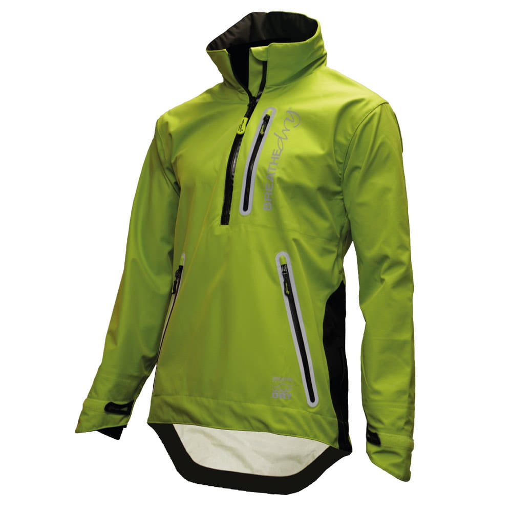 BreatheDry Smock grüne Jacke mit schwarzem Innenfutter, Reißverschlusstaschen und hohem Kragen