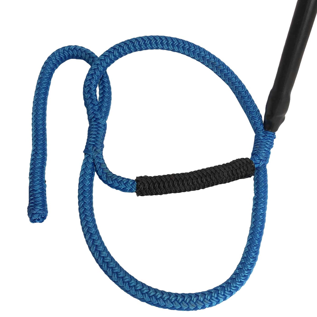 Detailansicht des blauen Seils mit schwarzer Ummantelung am Ende des Systems 3A S
