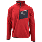 Micro Fleece rotes Microfleece-Oberteil mit halblangem Reißverschluss und schwarzer Brusttasche mit weißem Reißverschluss und Arbpro-Logo