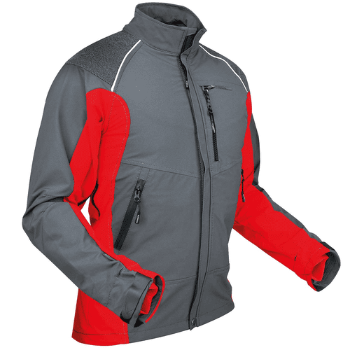 Ventilation Jacket in Grau und Rot mit Reißverschlusstaschen und hohem Kragen
