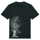 Stone Pine Tree T-Shirt in schwarz mit weißem Baum-Design auf der Vorderseite