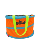 Pelican L Tasche in Orange mit blauen Rändern und gelben Tragegriffen