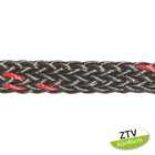 boa 8 t Hohltau schwarzes geflochtenes Seil mit roten Einsätzen und ZTV konform Aufkleber