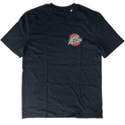 Schwarzes T-Shirt mit kleinem roten und gelben Logo "ARB FICTION" auf der linken Brust, Produktname Screaming Hand