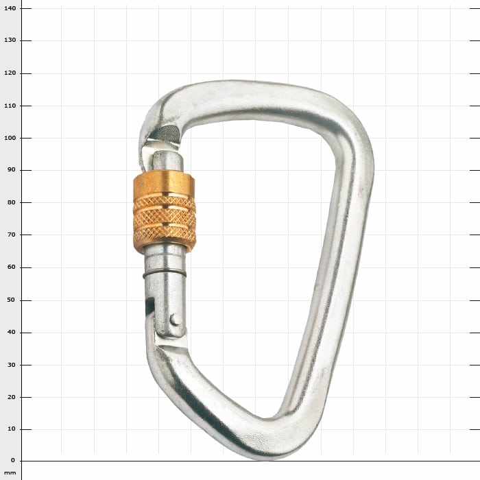 Big Steel Screw Karabinerhaken aus Stahl mit goldfarbenem Schraubverschluss