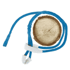 Whoopie Sling 14, blaues Seil mit weißen Schlaufen um einen Holzstamm gelegt
