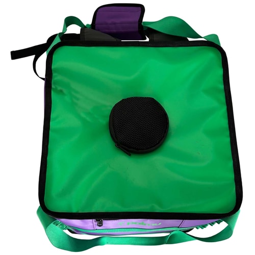 Palmu 32 Tasche von oben mit grünem Deckel und rundem schwarzen Netzfach