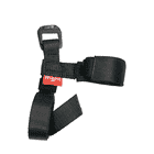 Schwarzer Foot Cruiser Strap Right mit Kunststoffschnalle und rotem Etikett mit der Aufschrift "Right"