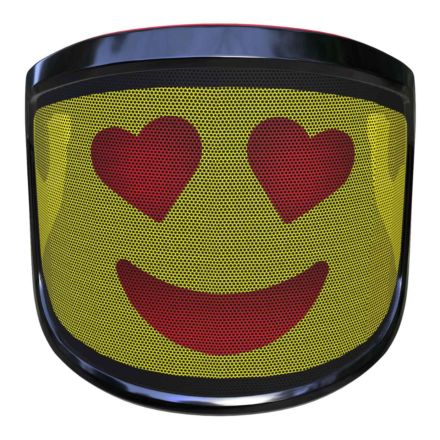 PROTOS® Visier Arbormoji mit gelbem Hintergrund und rotem Smiley mit Herzaugen, schwarzer Rahmen