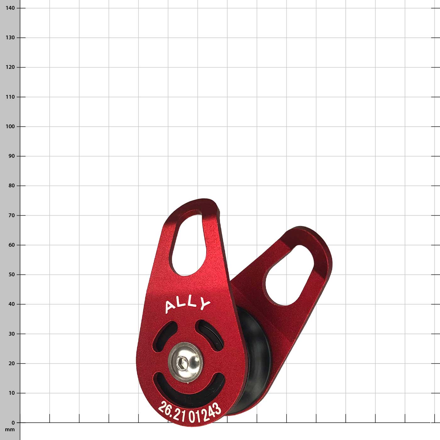 Rote Umlenkrolle mit der Aufschrift "ALLY" und der Nummer "26.21 01243"