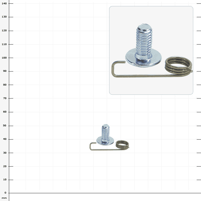 LockJack Feder bestehend aus einer kleinen Schraube mit Unterlegscheibe und einer gebogenen Metallfeder