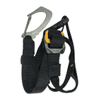 Knee Ascent Oberes Band, schwarzes Band mit silbernem Metallkarabiner und gelb-schwarzem Verschlussmechanismus
