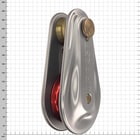Large Rigging Pulley mit silbernem Metallgehäuse, roter und goldener Rolle, Produktcode RP257 sichtbar