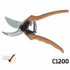 Berger C1200 Gartenschere mit braunen Griffen und silberner Klinge, Marke Berger, Modell C1200, Deutschland hergestellt, mit deutschem Werkzeug-Logo