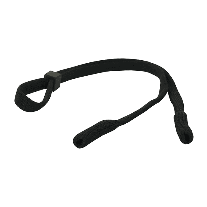 Brillenband in Schwarz, ohne Herstellerangabe, aus Stoff mit verstellbarem Gummi-Ende