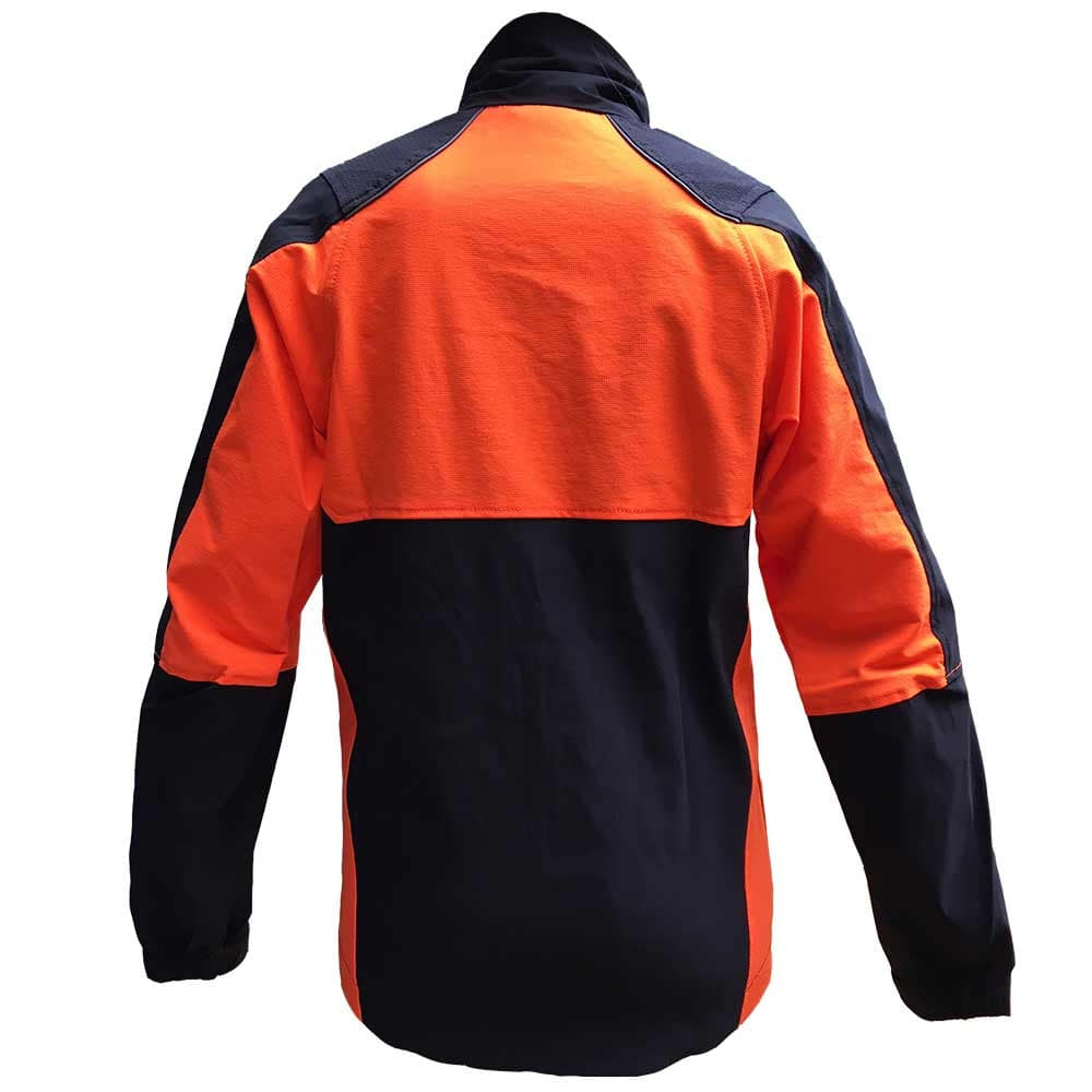 Herma Jacke von Francital in orange und schwarz, Rückansicht mit schwarzem und orangem Stoff