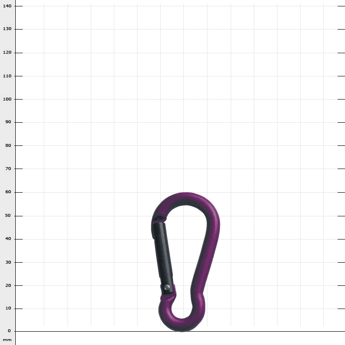 Key 60, lila Karabinerhaken mit schwarzem Verschlussmechanismus