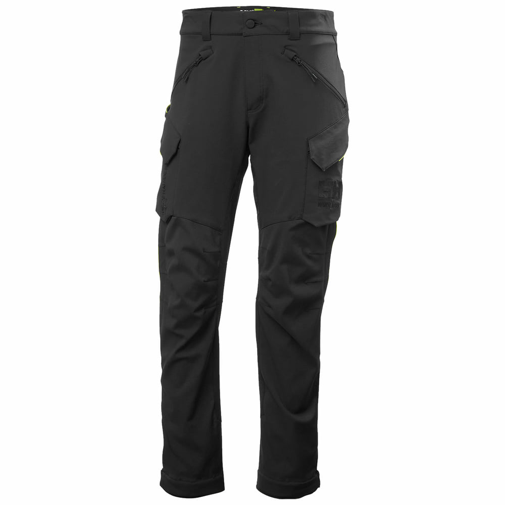 Magni Evolution Cargohose, schwarze Arbeitshose mit Reißverschlusstaschen vorne und aufgesetzten Taschen an den Seiten
