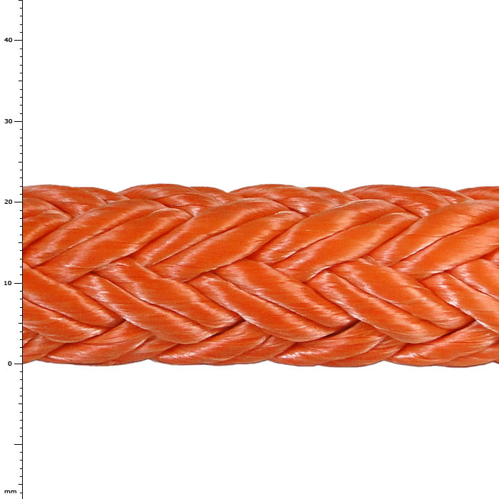 Tenex TEC 25 orangerotes geflochtenes Seil mit feiner Struktur und glatter Oberfläche