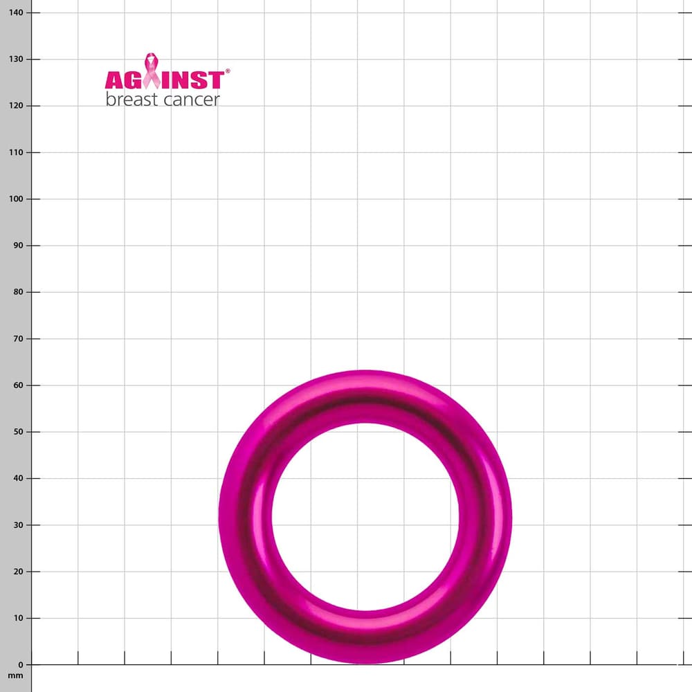 Aluring 40 Pink, pinkfarbener Ring mit glatter Oberfläche, vor weißem Hintergrund mit Messraster