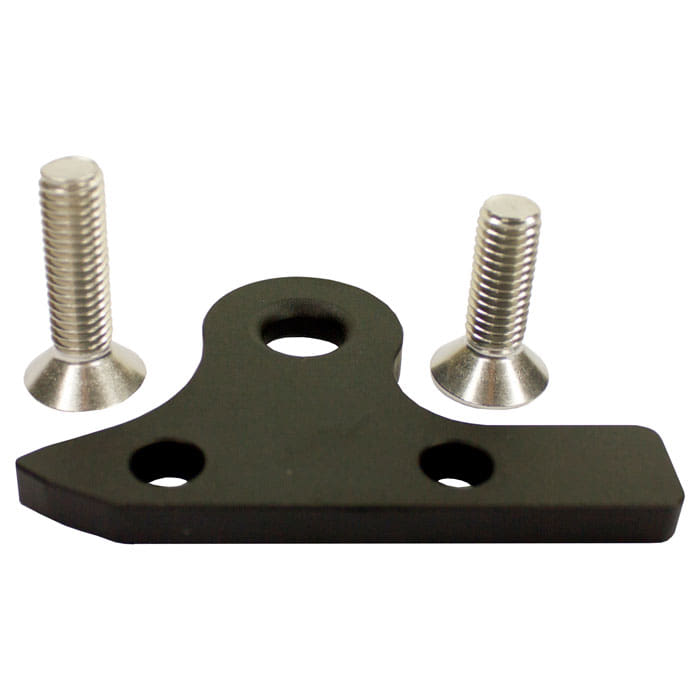 SpikeSender Spacer Deluxe mit zwei silbernen Schrauben und schwarzem Metallteil mit drei Löchern