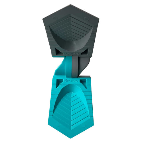 Dual Wedge in türkis und grau, aufgeklapptes Produkt mit sichtbarer Unterseite und Herstellername "dreevo"