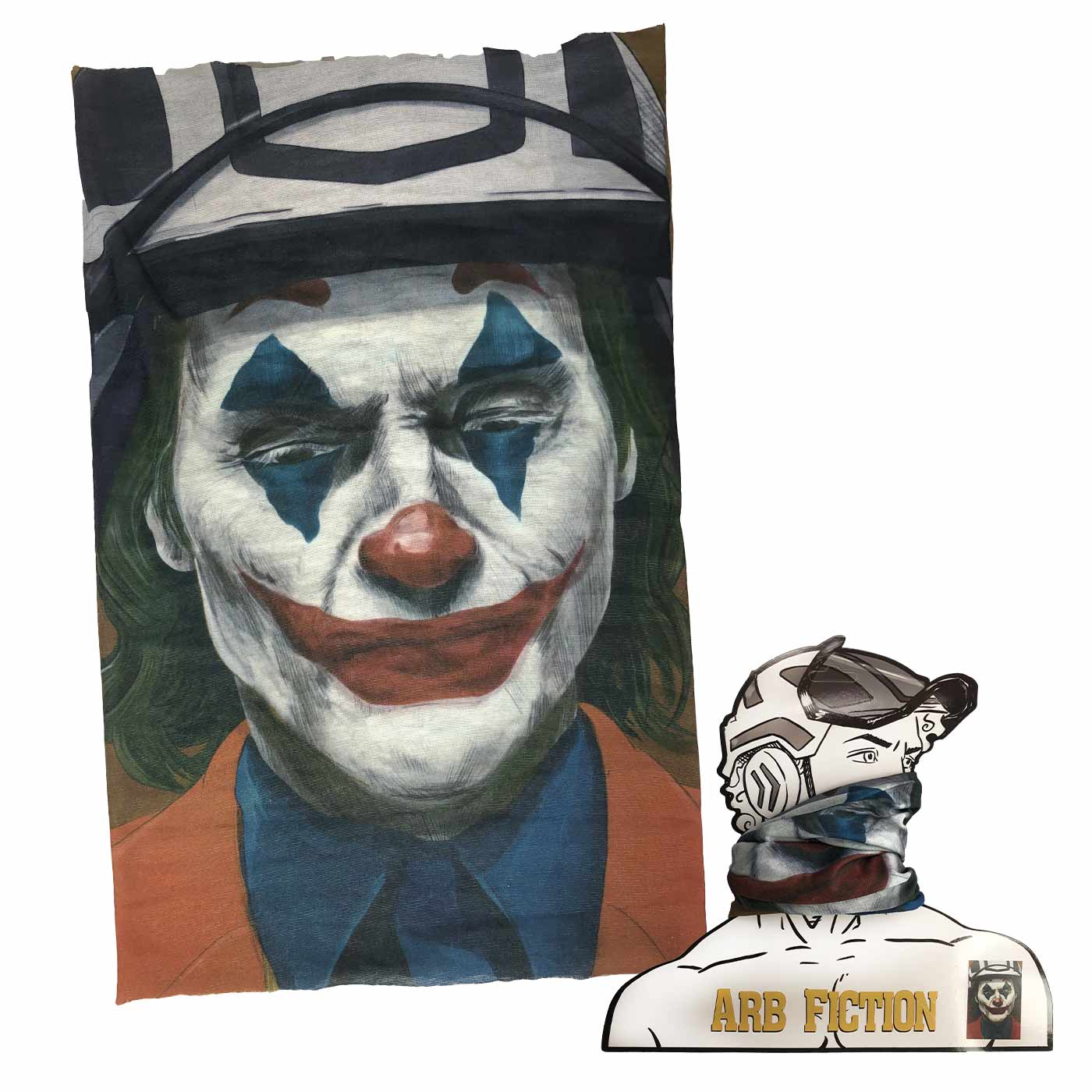 Joker Schlauchtuch mit Clownsgesicht in Weiß, Blau, Rot und Schwarz