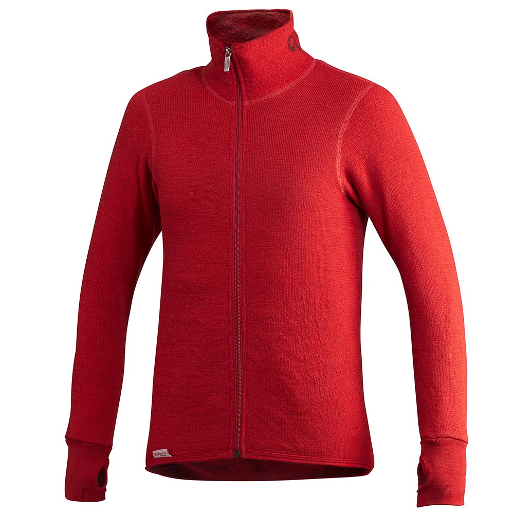 Jacket 400 rote Jacke mit durchgehendem Reißverschluss und Daumenlöchern an den Ärmeln