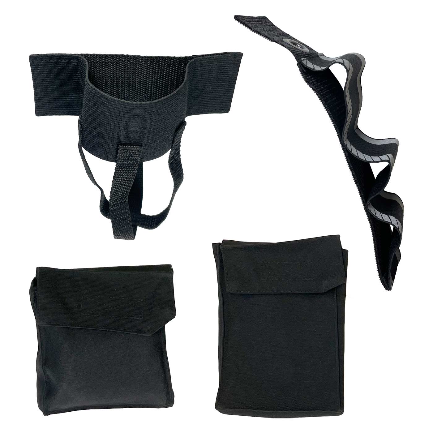 My Gear Vest Basic Set mit schwarzem elastischem Haltegurt mit Schlaufen und zwei schwarzen Taschen mit Klappe