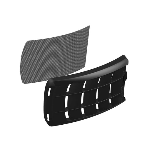 PowerCap Infinity Vorfilter mit Abdeckung, zwei separate Teile in Schwarz und Grau, Hersteller nicht sichtbar