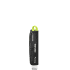 Defuser Rescue, schwarze Schutzhülle mit weißem Schriftzug "EDELRID" und "DEFUSER RESCUE", gelb-grüne Schlaufe oben, Hersteller Edelrid