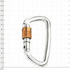 D-Steel 50 Screw Karabinerhaken aus Metall mit silberner Oberfläche und goldenem Schraubverschluss