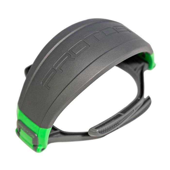 PROTOS® Headset Brackets von PROTOS, grauer und grüner Kopfbügel mit dem Schriftzug PROTOS