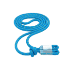 hipSTAR Glide 11,5 Rope, blaues Seil mit grünen Punkten, ausgebreitet mit zwei Schlaufen an einem Ende und Schutzmanschetten an beiden Enden