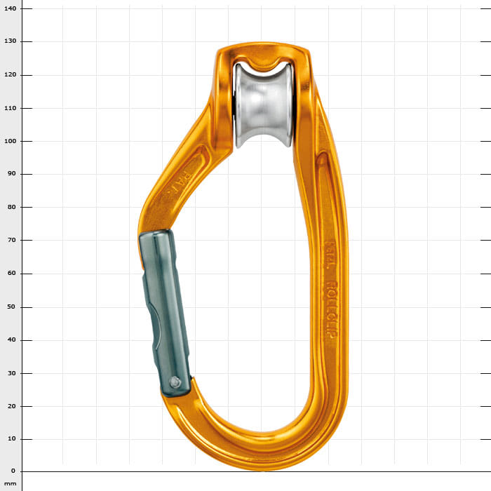 Rollclip A Karabinerhaken in orange mit grauem Verschlussmechanismus