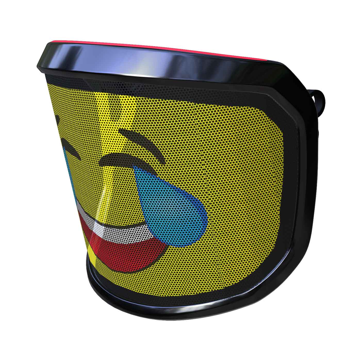PROTOS® Visier Arbormoji Seitenansicht links mit lachendem Emoji-Gesicht mit Tränen, gelbes Gesicht und schwarzer Umrandung