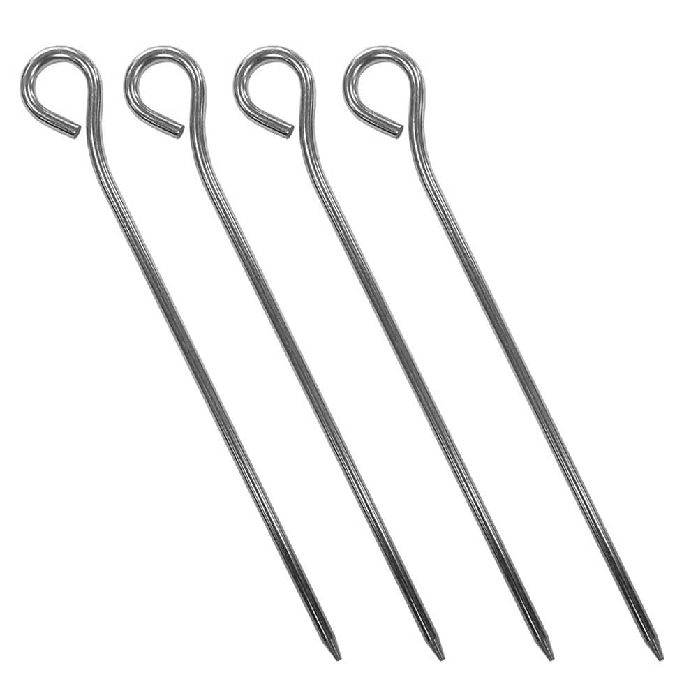 Mesh Guard Pins, vier silberne Metallstifte mit gebogenem Ende und spitz zulaufender Spitze