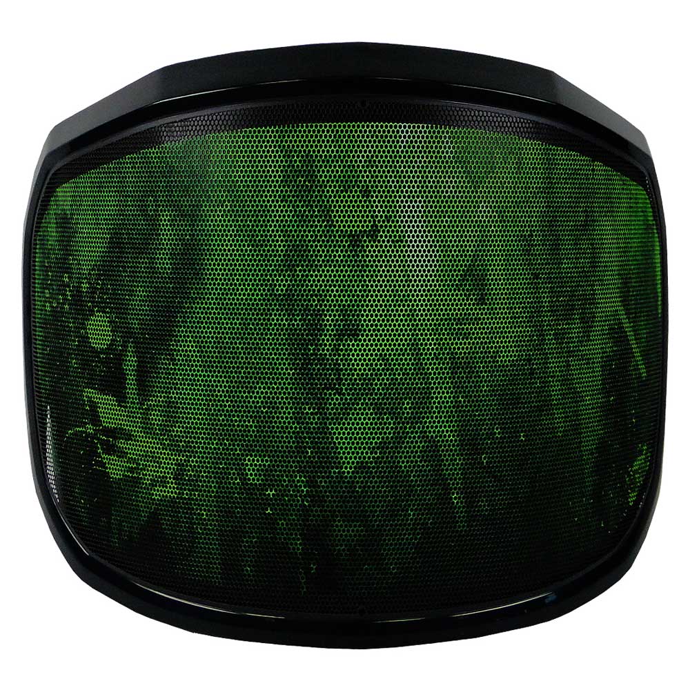 PROTOS® Visier Special Edition grün-schwarzes Visier mit sechseckigem Wabenmuster und schwarzem Rahmen, Vorderansicht