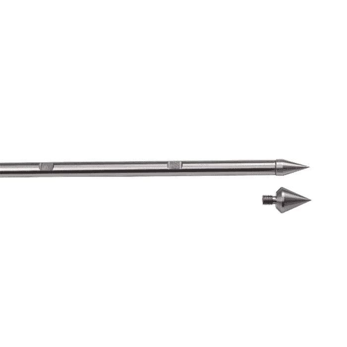 Agreto Penetrometer, Nahaufnahme des Metallstabs mit abnehmbarem spitzem Metallteil